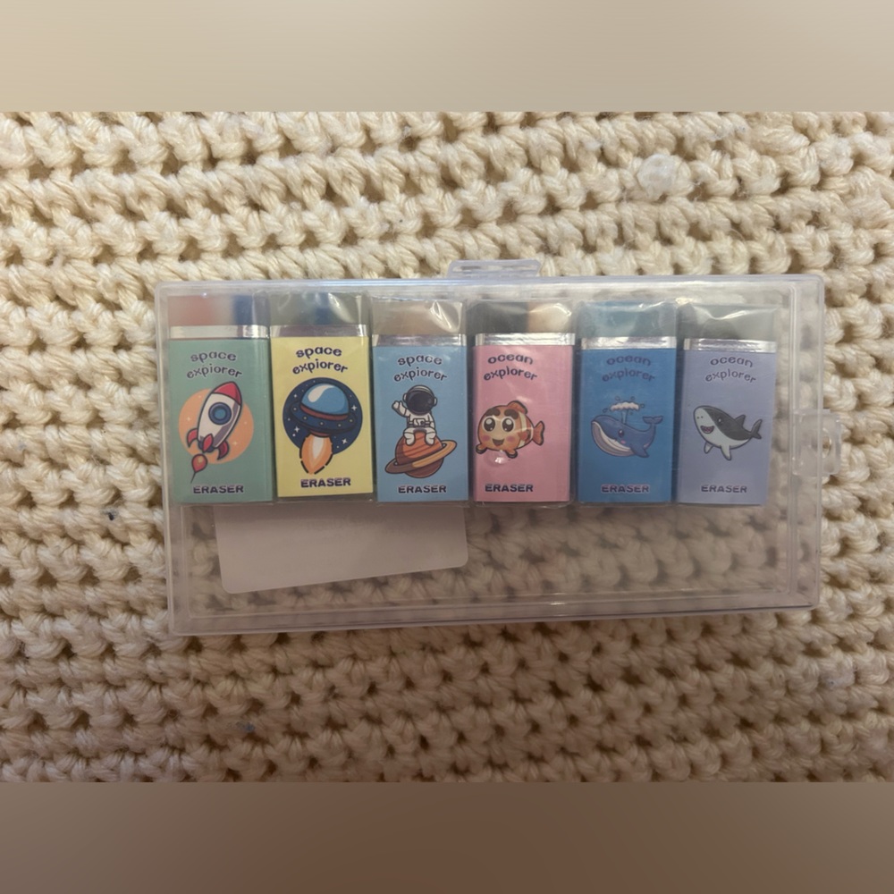 Individually wrapped six Eraser Set